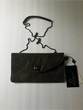 Sorial  Textured Envelope Clutch with Chain Strap